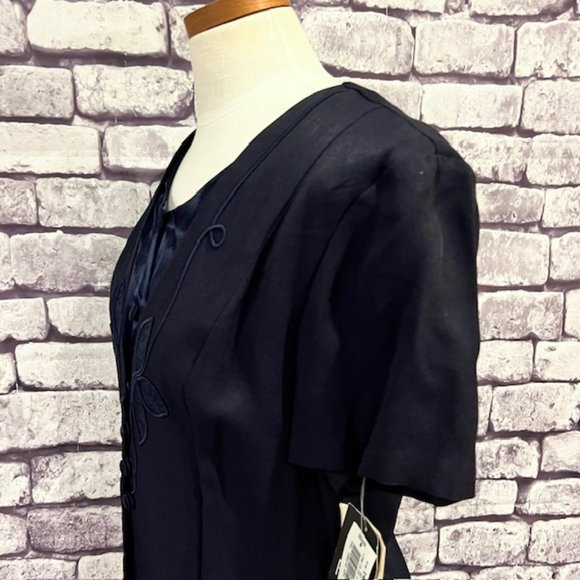 Dawn Joy II NWT Navy Faux Coat Dress Size 14P - Picture 5 of 8